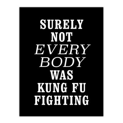 Artery8 Surely Not Everybody Kung Fu Fighting Funny Wall Art Print 12X16" from B&Q