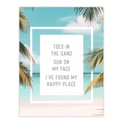 Artery8 Toes In Sand Sun On Face Beach Found Happy Place Wall Art Print 12X16" from B&Q