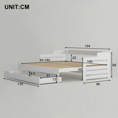 BTM daybed 3ft single 90x190cm sofa bed with trundle and drawer storage ...