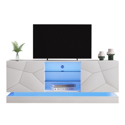 Btm High Gloss Led Tv Cabinet Stand Unit For 70 Inch Tv Home Storage Console 160 By 38 By 60 Cm from B&Q
