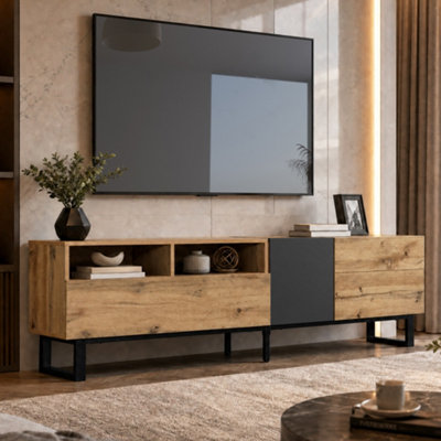Btm 180Cm Tv Cabinet Tv Stand With Wood Grain Texture Modern Living Room Furniture from B&Q