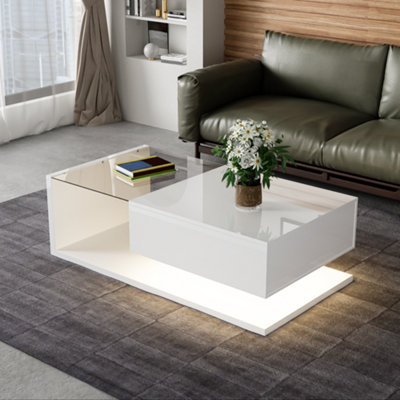 Btm Coffee TableHigh-Gloss White. Side TablesCoffee Tables With Glass And Led from B&Q