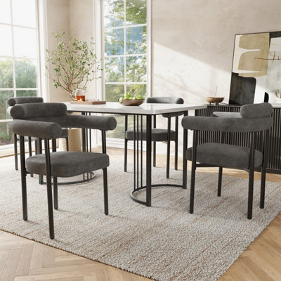 Btm Set Of 2 Cream Faux Suede Dining Armchairs With Armrests Modern Upholstered Chairs For Dining Room from B&Q