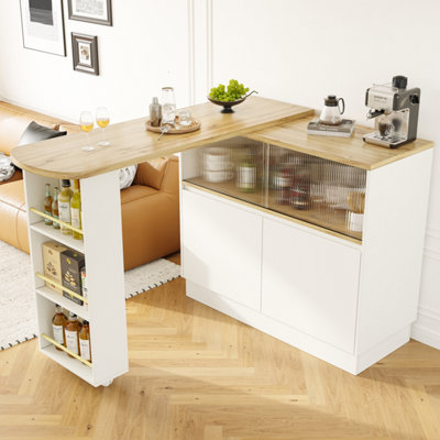 Btm White High Table 90X45X100Cm 360 Swivel Sideboard With Sliding Glass Door For Kitchen Or Dining Room from B&Q