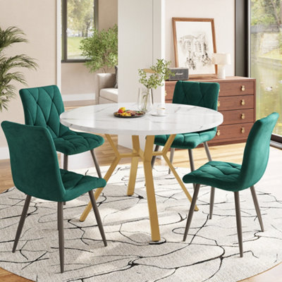 Btm Round Marble Dining Table 1M With X Shaped Metal Base Modern Stable Durable Coffee Table Design from B&Q