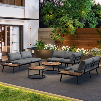 Btm 6-Seater Outdoor Garden Lounge Sofa SetGalvanized Iron FrameIndoor/outdoor Dining6-Piece from B&Q