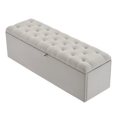 Btm Linen Upholstered Bench Seat With Storage135X41X42 CmLight Grey from B&Q
