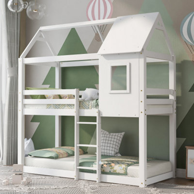 Btm New Bunk BedChildren Cabin BedSingle Bed For KidsTwin SleeperSolid Pine Wood,3Ft White from B&Q