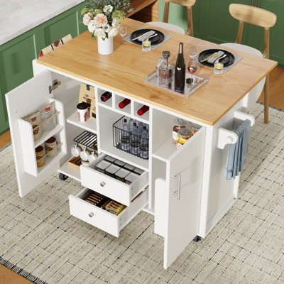 Btm Kitchen Trolley With Folding Worktop Spice Rack Towel Rail Wine Rack And Adjustable Storage White from B&Q