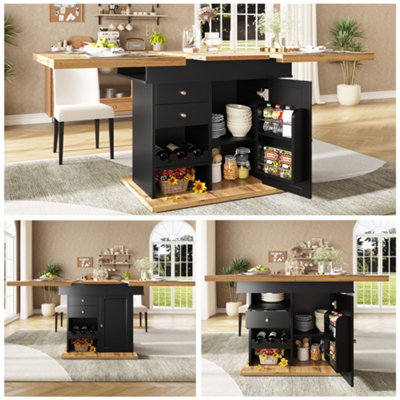 Btm Telescopic Dining Table 110140X80Cm Foldable Extendable Kitchen Table With Snack Shelf And Wine Rack from B&Q