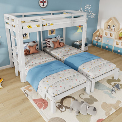 Btm Bunk Bed Triple Sleeper With Side Ladder For Children And Teens 3Ft White 90X190Cm Mattress Not Included from B&Q