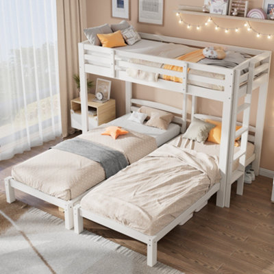 Btm Triple Sleeper Bunk Bed With Side Ladder 3Ft White Mattress Not Included from B&Q