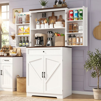 Btm Snack Cabinet 80X40X180Cm Tall Kitchen Sideboard White With Door Frame Storage Unit For Kitchen Living Room from B&Q