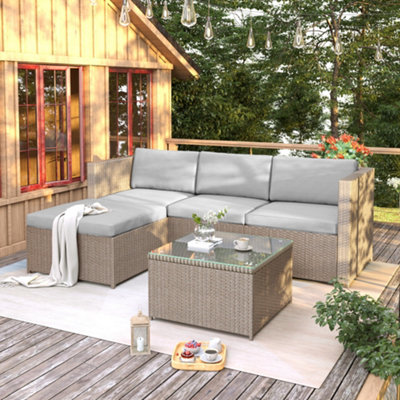 Btm Garden Corner Sofa Rattan Garden Furniture Patio Set Garden Entertaining Set Garden Rattan Furniture Lounge Set from B&Q