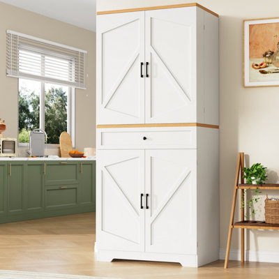 Btm Tall Snack Kitchen Cabinet 80 X 40 X 180 Cm Sideboard With Door Frame For Kitchen Dining Living Room White from B&Q