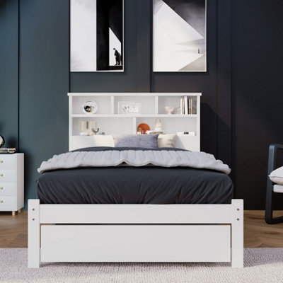 BTM Bed With ShelvesWhite Wooden Storage BedUnderbed Drawer3Ft Single (90 X 190 Cm) Frame Only from B&Q