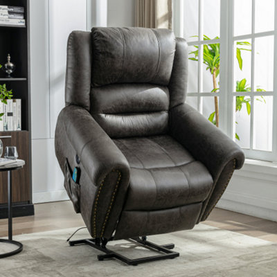 BTM Large Power Lift Recliner With Massage  Heat For ElderlyHeavyduty Electric Faux LeatherUsb Port2 Side Pockets from B&Q