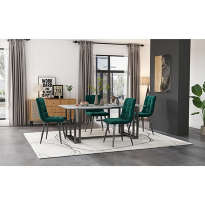 BTM Dining Chair (4 Pcs)Dark Green,4-Set Velet Upholstered Chair Design Chair With Backrest,seat In Velvet Metal Frame from B&Q