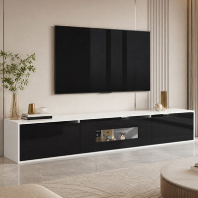 Btm Tv Cabinet High Gloss White And Black With Colour Changing Led Lights Front Door Gloss Finish from B&Q