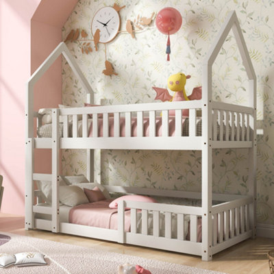 Btm White Castle Style Bunk Bed 3Ft 90X190Cm With Ladder Solid Wood Frame For Kids Gaming Bedroom Furniture from B&Q