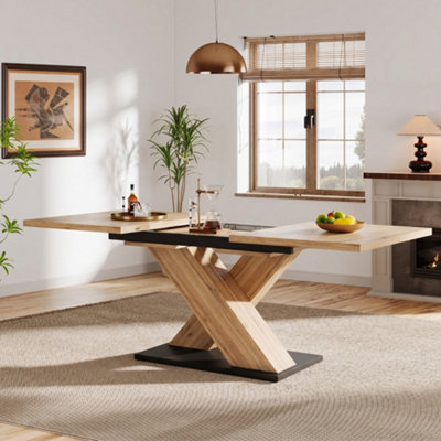 Btm Extendable Dining Table 119 To 158.5Cm Kitchen Table With Internal Insert Wood Finish For Kitchen And Living Room from B&Q