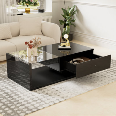 Btm Coffee TableHigh-Gloss Black. Side TablesCoffee Tables With Glass And Led from B&Q