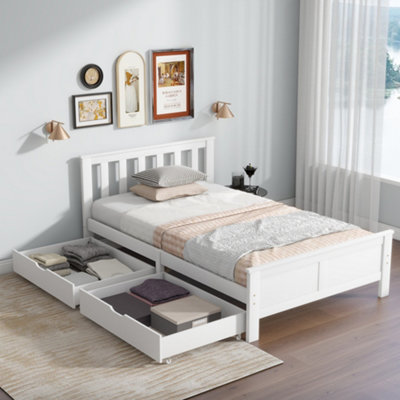 Btm 3Ft Single Wooden Storage Bed White Pine 190X90Cm With Drawers Bed Frame For Adults Kids Teenagers from B&Q