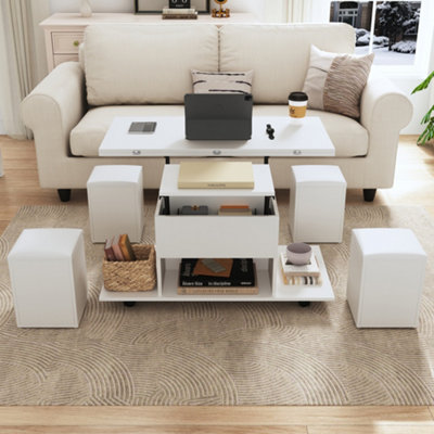 Btm Coffee Table With Storage Lift Top Design Sofa End Table Living Room Furniture White