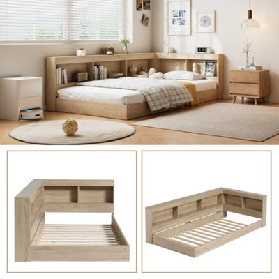 Btm 3Ft Single Storage Bed 90X190Cm White Oak Mdf And Plywood Bed Frame For Adults And Teens With Drawers from B&Q