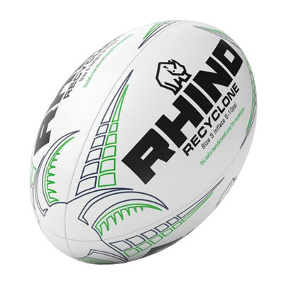 B&Q -  Recyclone Rugby Ball White/black/green (5)