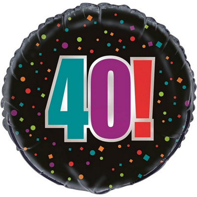 Unique Party Cheer 40Th Birthday Foil Balloon Black (One Size) from B&Q