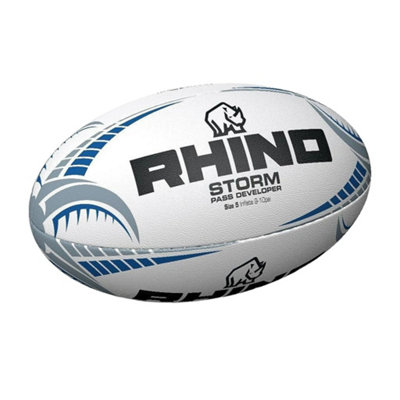 Rhino Storm P Developer Rugby Ball White/blue/black (5) from B&Q