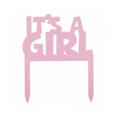 B&Q Unique Party Its A Girl Baby Shower Plastic Cake Topper (One Size) Pink