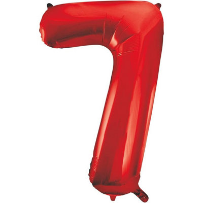 Unique Party 7 Foil Giant Number Balloon Red (One Size) from B&Q