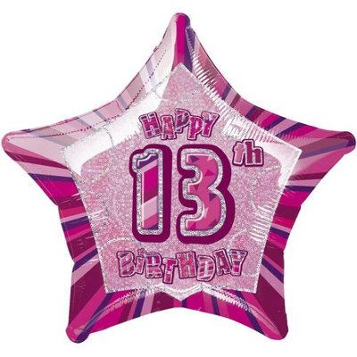 Unique Party Glitz 13Th Birthday Foil Balloon Pink (One Size) from B&Q