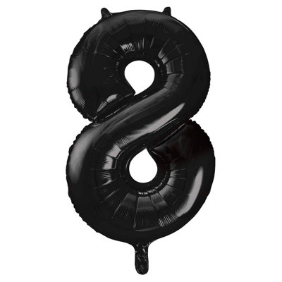 Unique Party 8 Foil Giant Number Balloon Black (One Size) from B&Q