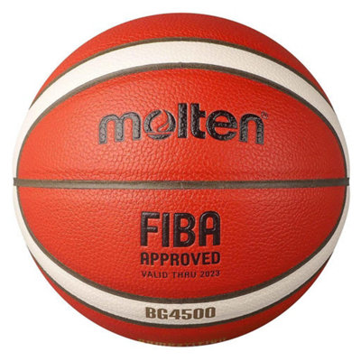 Molten 4500 Premium Leather Basketball Tan/white (6) from B&Q
