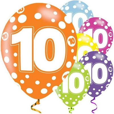 Amscan Latex 10Th Birthday Balloon (Pack Of 6) Multicoloured (One Size) from B&Q