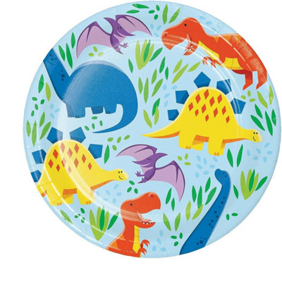B&Q Creative Party Dinosaur Dessert Plate (Pack Of 8) Multicoloured (One Size)