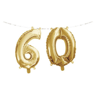 Creative Party Ribbon 60Th Foil Balloon Gold (One Size) from B&Q