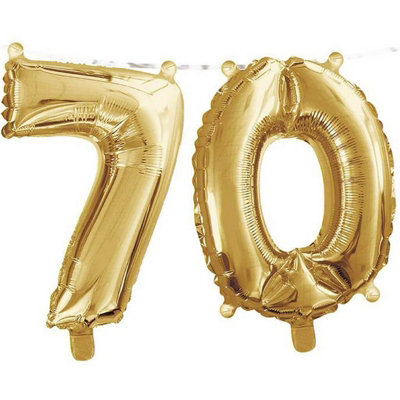 Creative Party Ribbon 70 Years Foil Balloon Gold (One Size) from B&Q