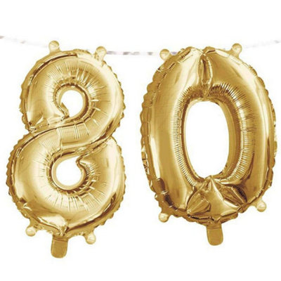 Creative Party Ribbon 80Th Foil Balloon Gold (One Size) from B&Q