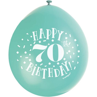 Unique Party Latex 70Th Balloons (Pack Of 10) Multicoloured (One Size) from B&Q