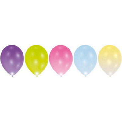 Amscan Latex Plain Led Balloons (Pack Of 5) Multicoloured (One Size) from B&Q