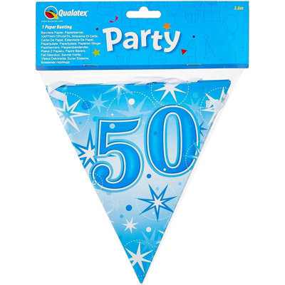 Qualatex Sparkle 50Th Birthday Bunting Blue (One Size) from B&Q