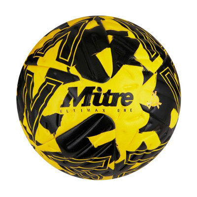 B&Q Yellow/Black Mitre Ultimax One Football (5) Size 5