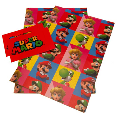 Super Mario Characters Gift Wrap (Pack Of 4) Multicoloured (One Size) from B&Q