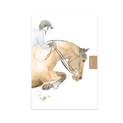 Deckled Edge Jumping Horse Notebook White/brown/grey (A6) from B&Q