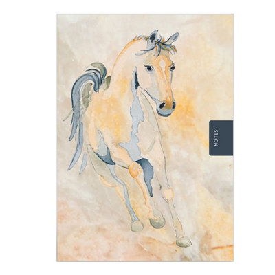 Deckled Edge Galloping Horse Notebook Yellow/blue (A6) from B&Q