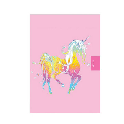 Deckled Edge Starry Mythical Unicorn Notebook Pink/yellow/purple (A6) from B&Q